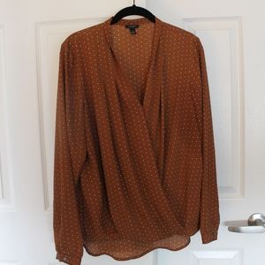 Ann Taylor Polka-dot Button Blouse